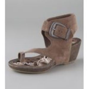 Sam Edelman Nikola Suede Wedge Sandals Grey Taupe